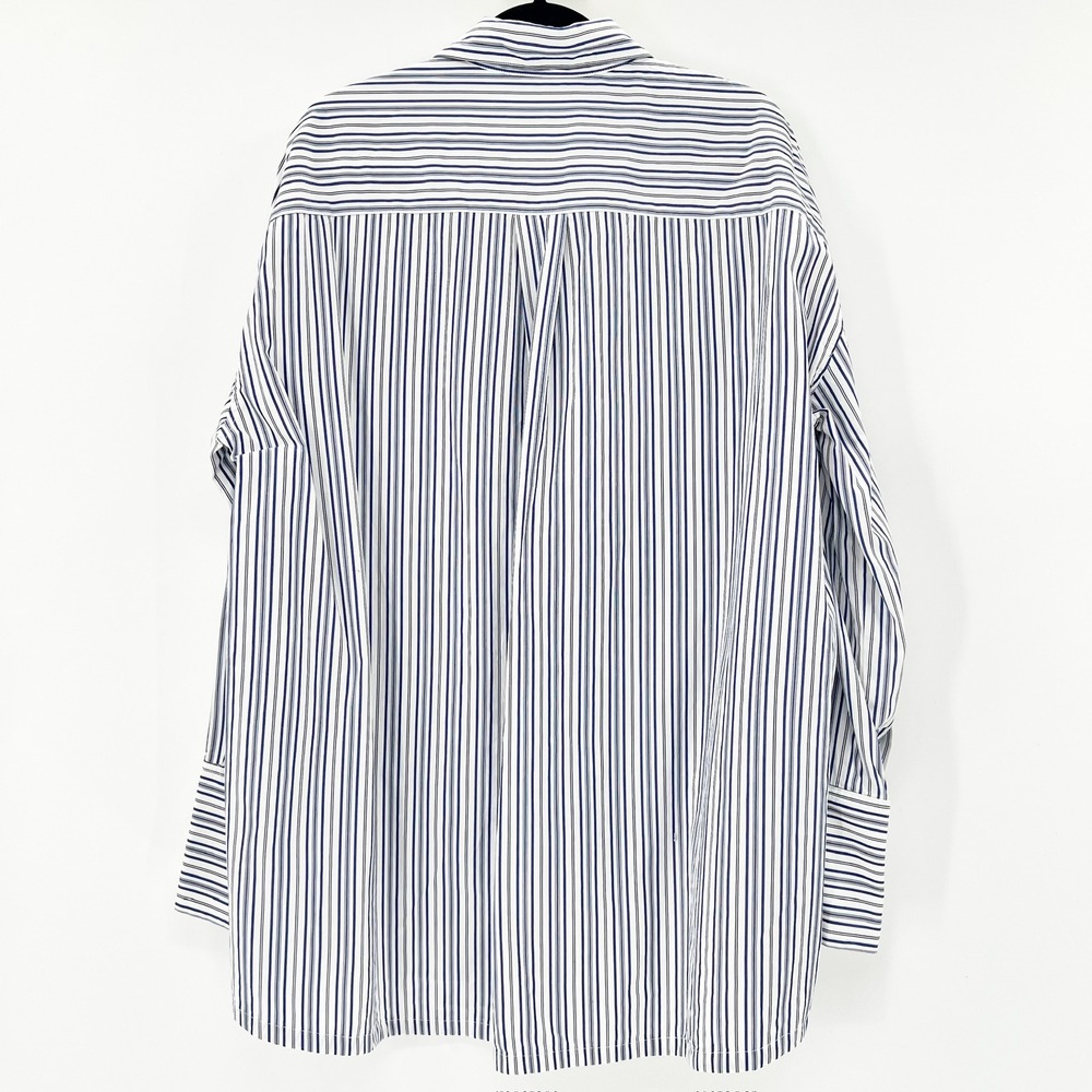 Ronny Kobo XS Striped Oversized Button Down Shirt Blue White Cotton Canada - Picture 4 of 6